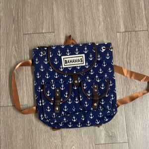 Source Unknown Blue and Brown Nautical Backpack